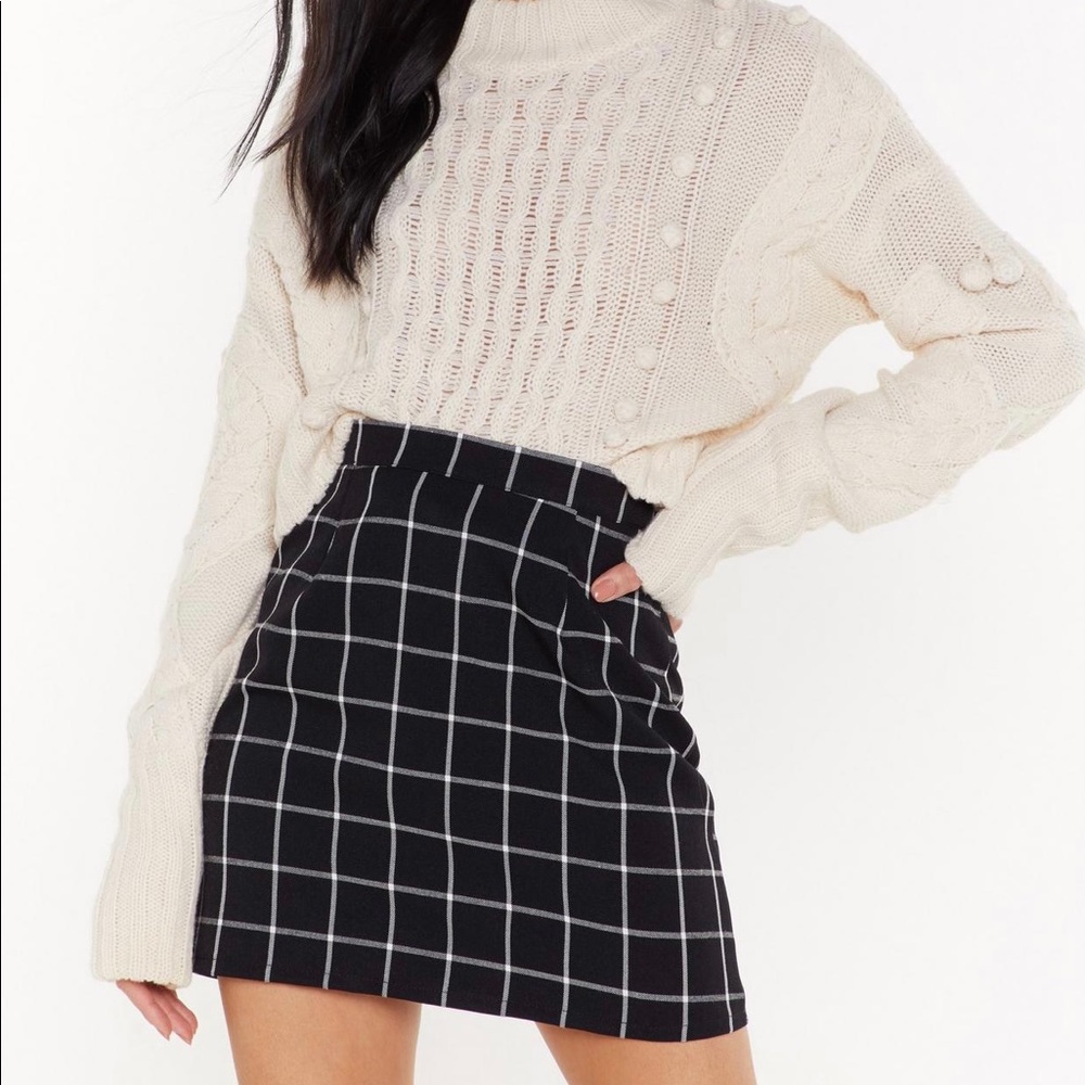 Black & white checked mini skirt